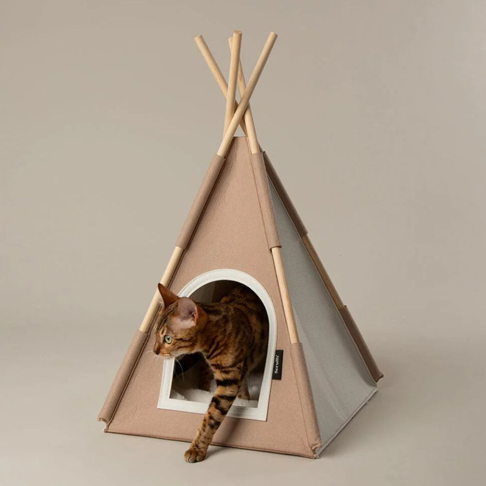 Scruffs Stockholm Felt TeePee Cat Bed - Tan