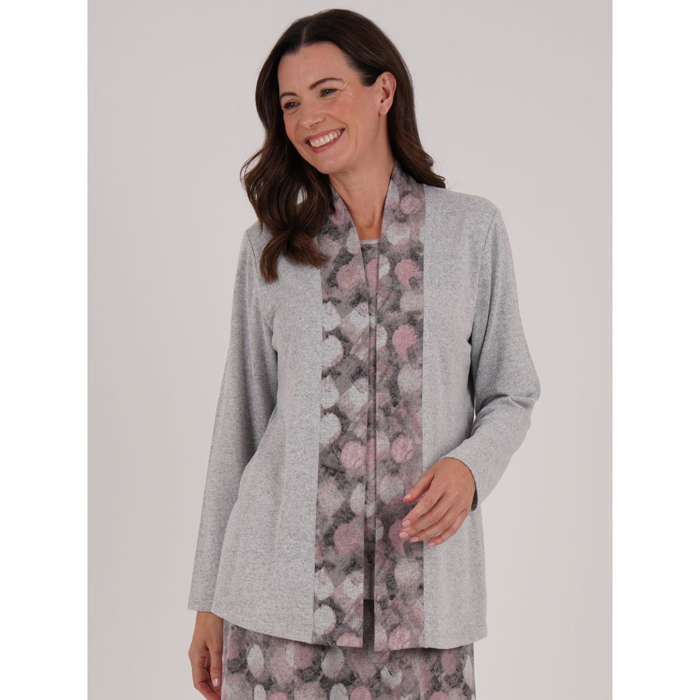 TIGI Blur Dot Mock Cardigan Top - Grey