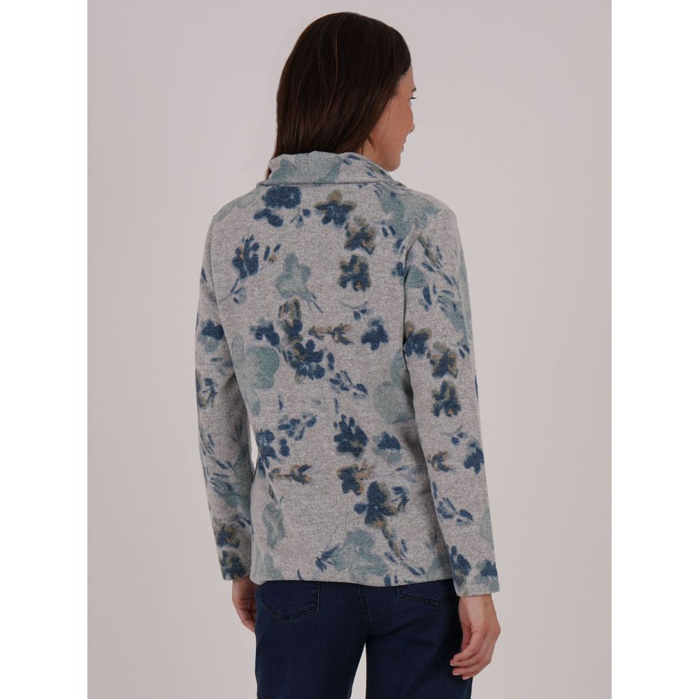 TIGI Fade Floral Cowl Neck Top - Grey