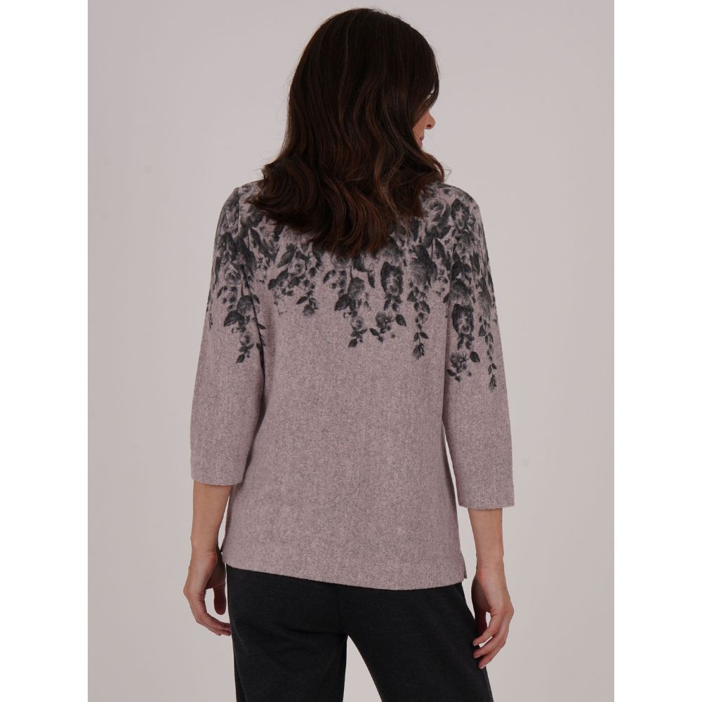 TIGI Floral Neck Cascade Print Top - Rose - T26-07F