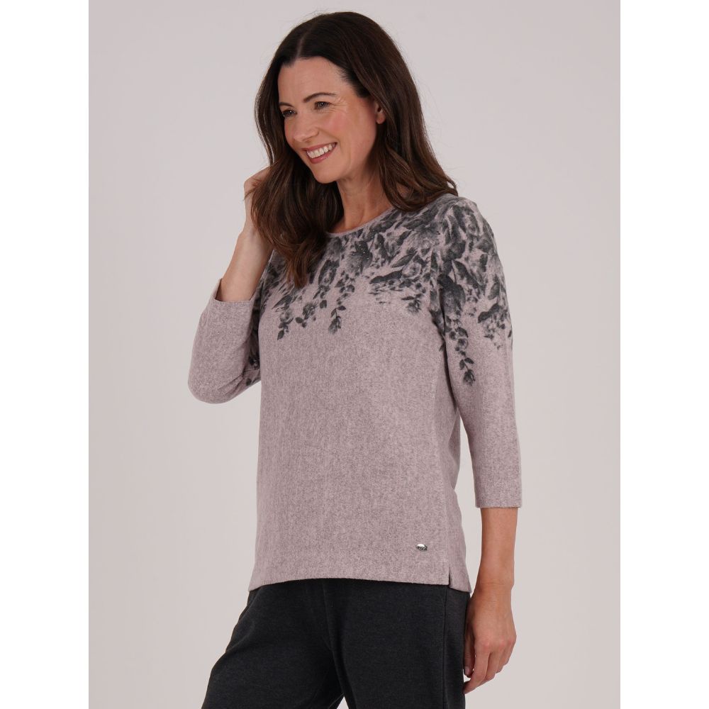 TIGI Floral Neck Cascade Print Top - Rose - T26-07F