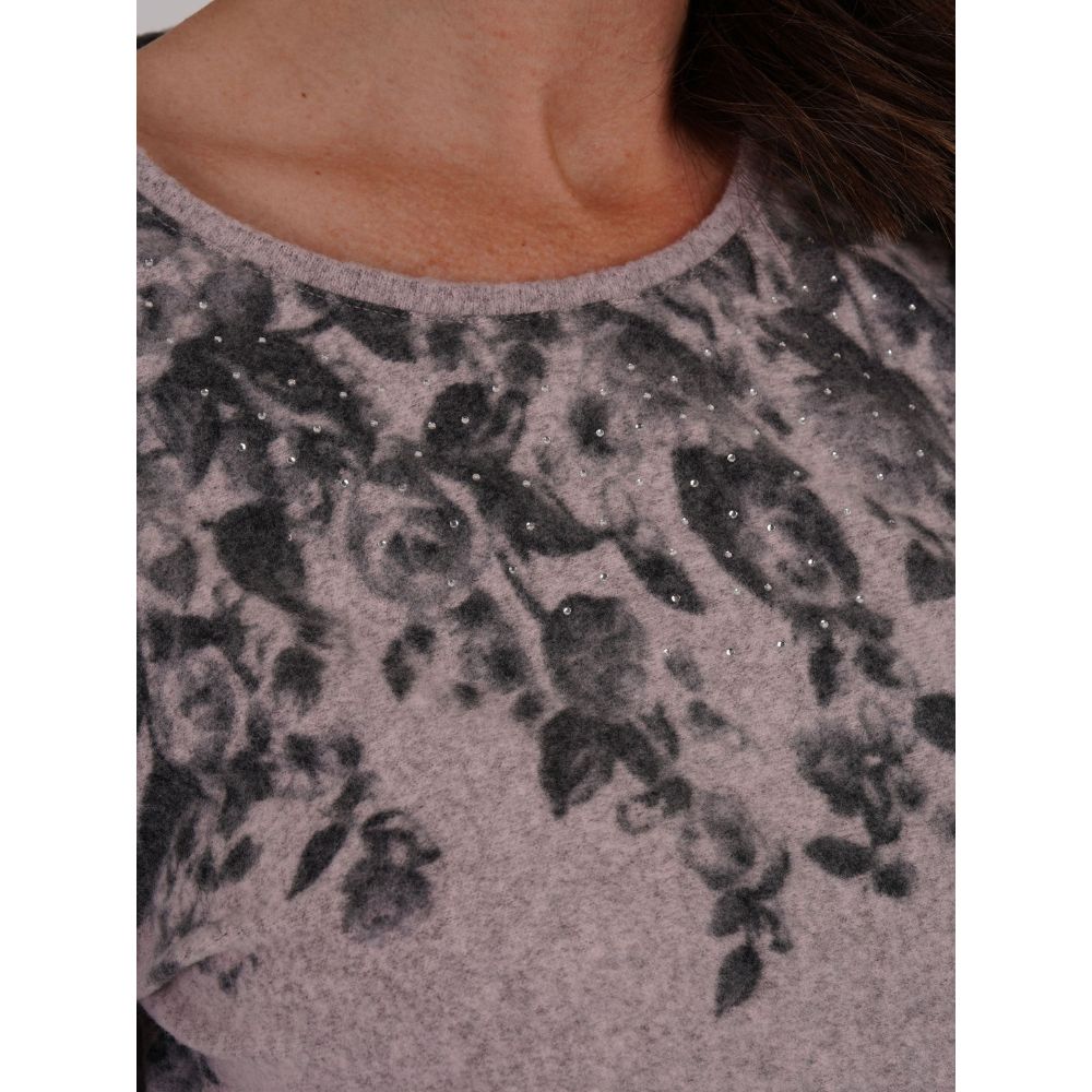 TIGI Floral Neck Cascade Print Top - Rose - T26-07F