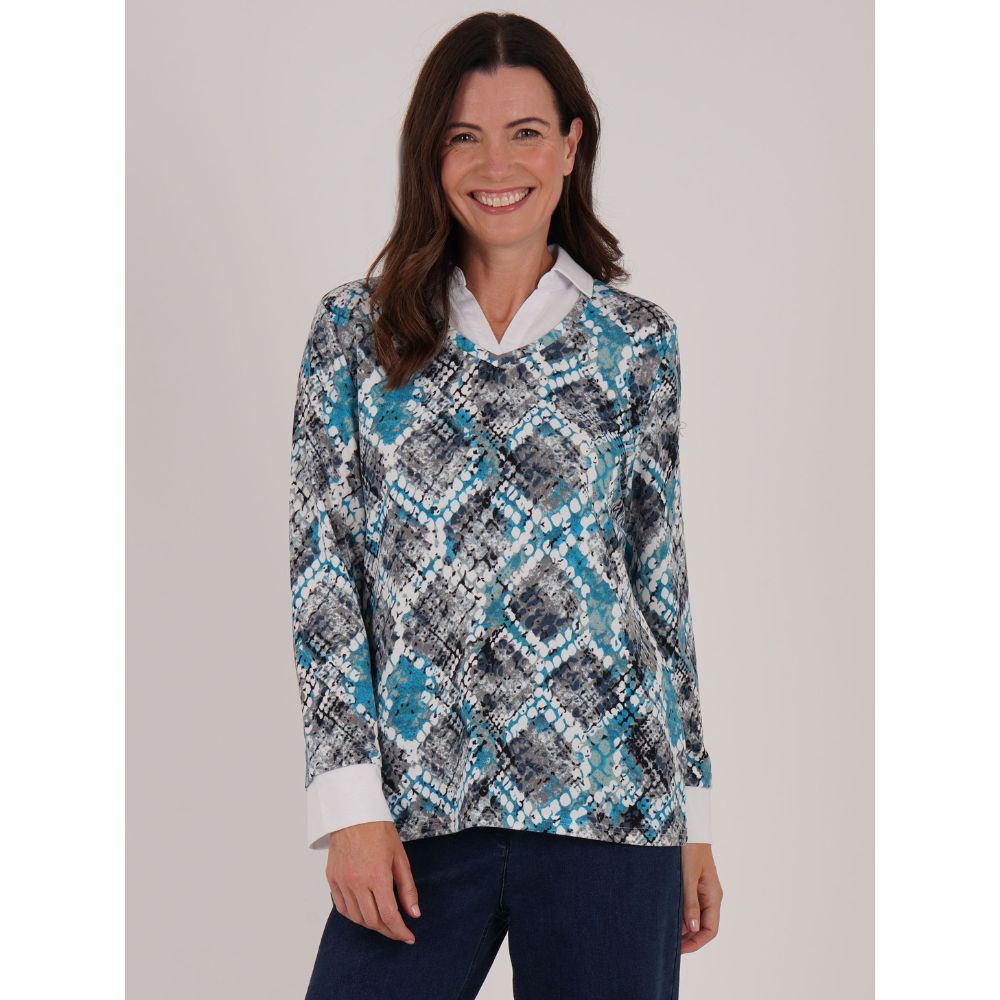 TIGI Mosiac Print 2 in 1 Shirt Jumper - Multi Coloured