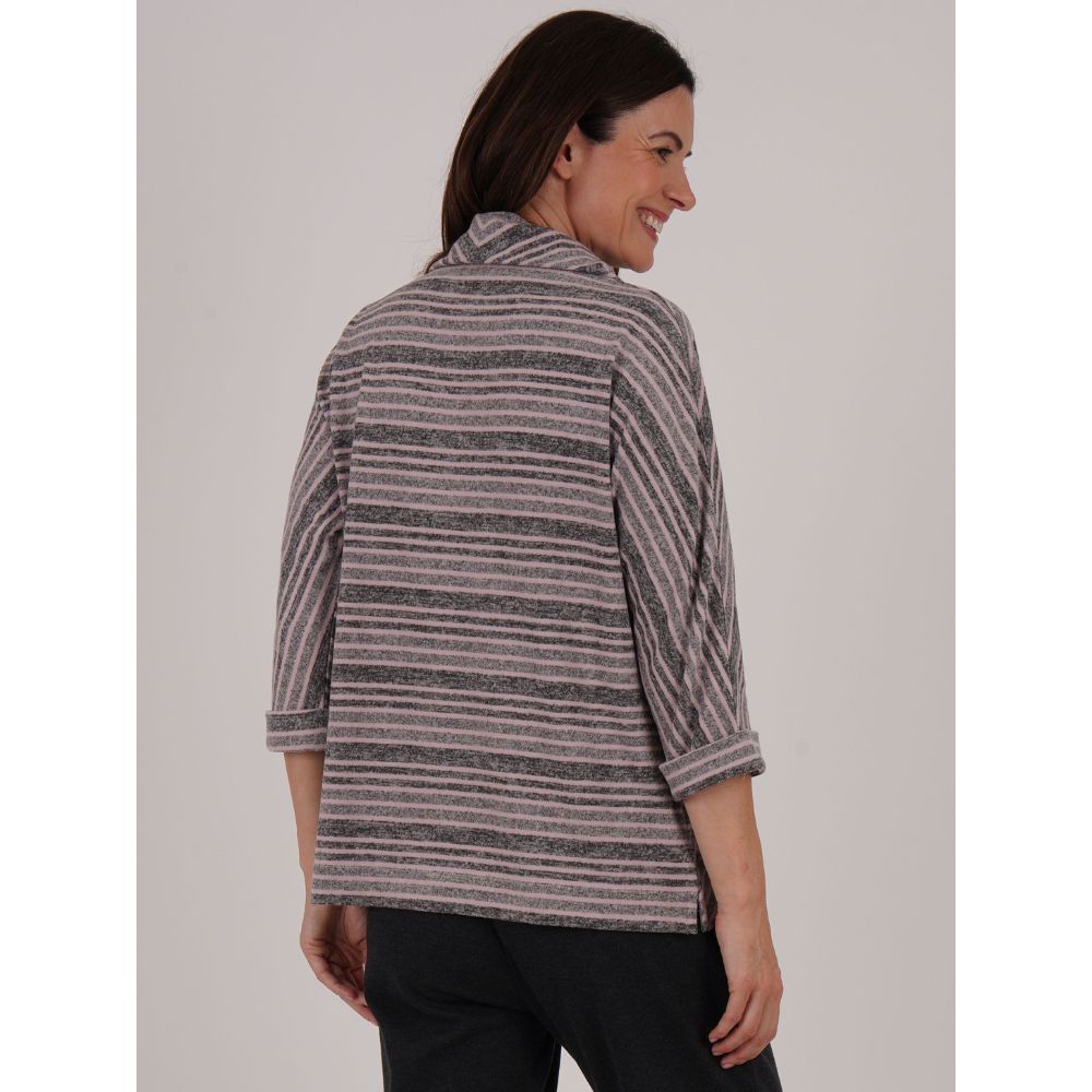 TIGI Stripe Panel Cut Cowl Neck Top - Rose