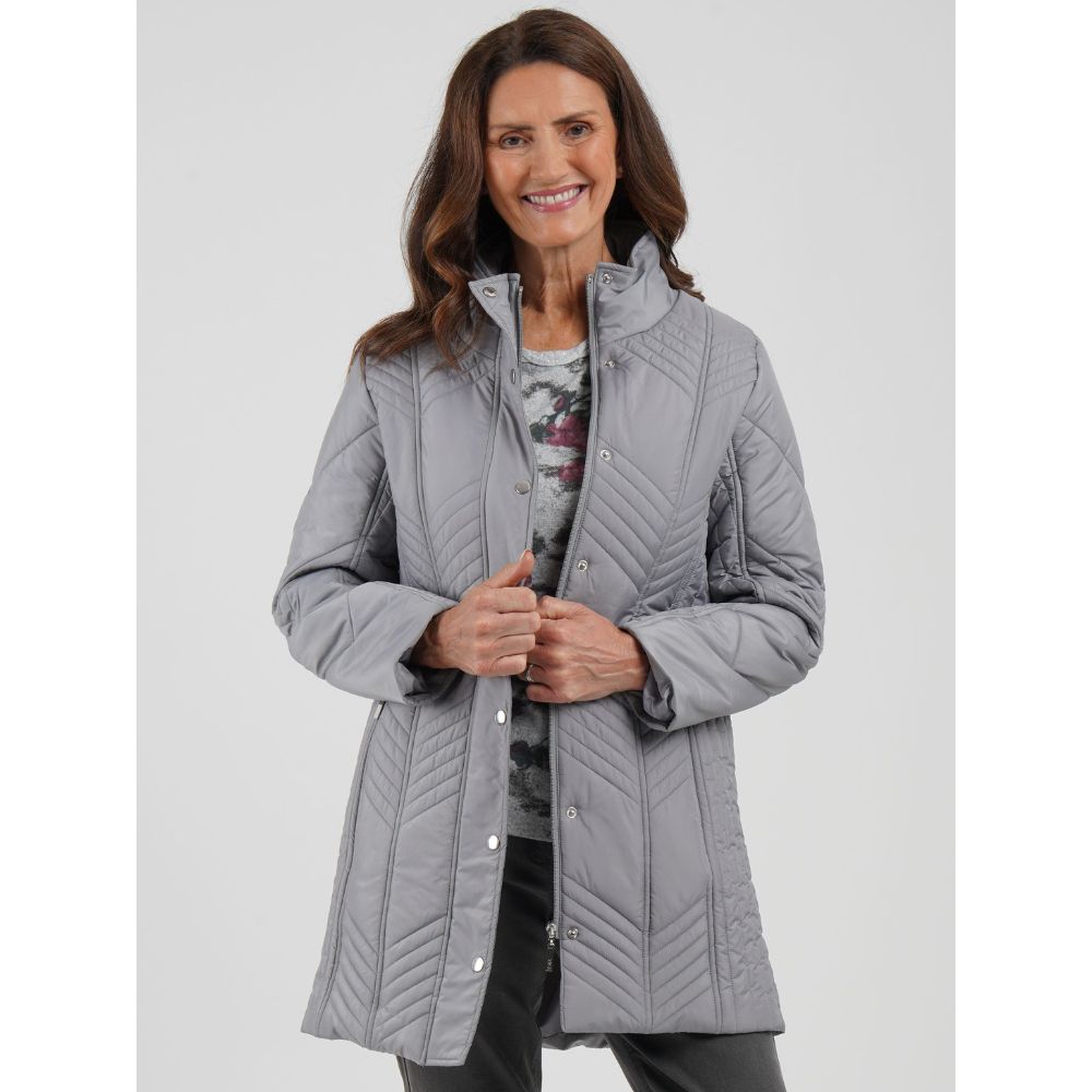 TIGI Chevron Quilted Coat - Grey