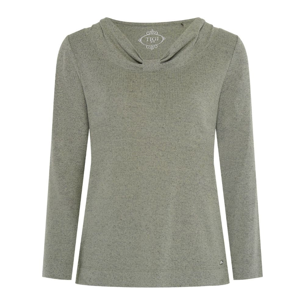 TIGI Drape Knot Neckline Top - Basil Green