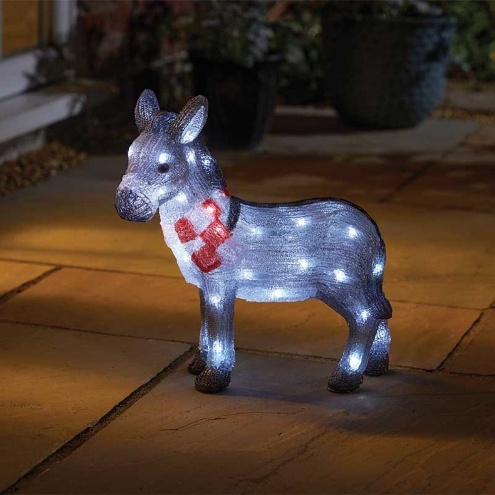 Three Kings 34cm LED Inlit Ice Nativity Donkey