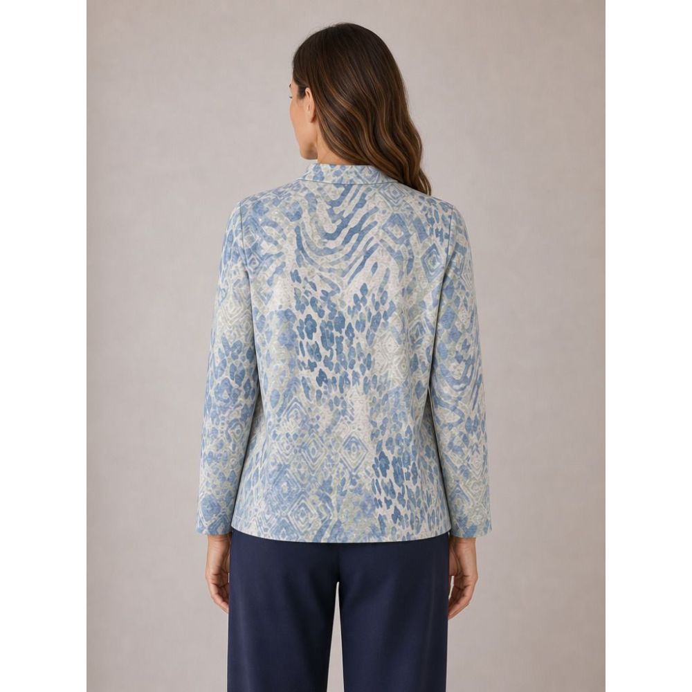 Tigi Abstract Print Roll-Neck Top - Blue