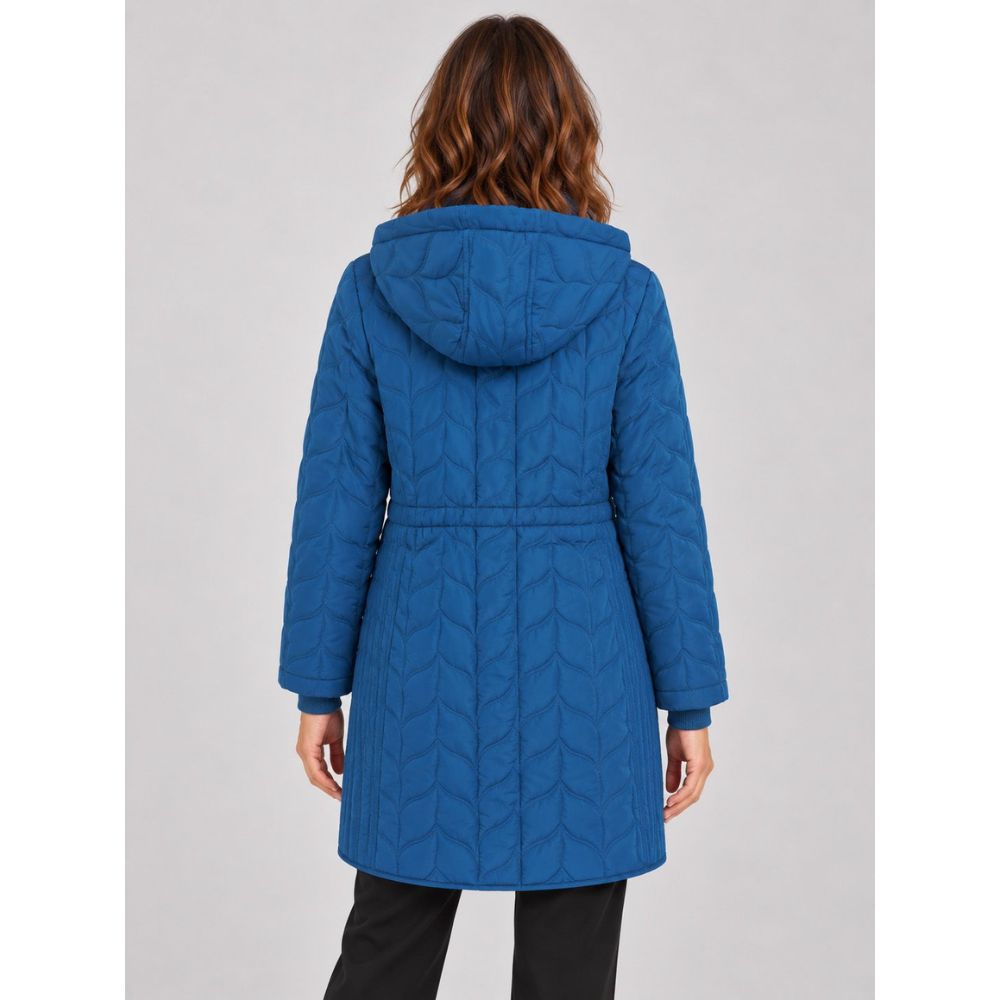 Tigi Cerulean Hooded Quilted Long Coat - Blue