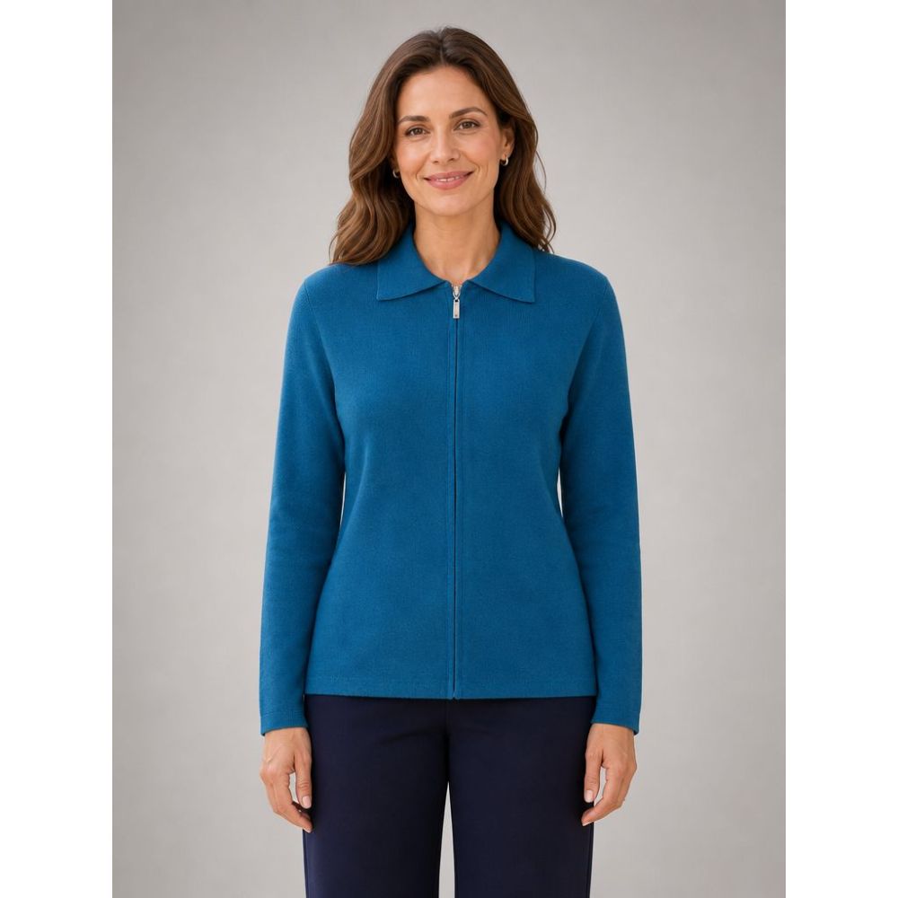 Tigi Collared Zip Detail Cardigan - Blue