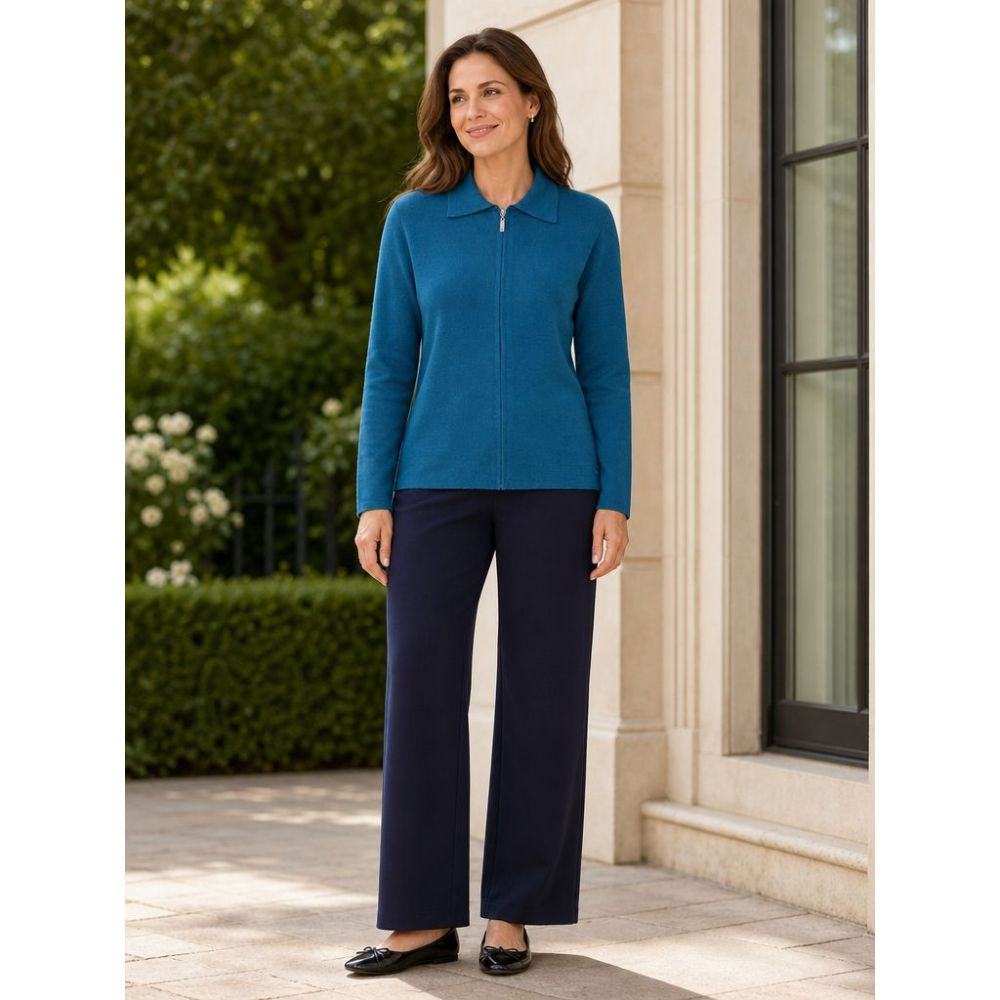 Tigi Collared Zip Detail Cardigan - Blue