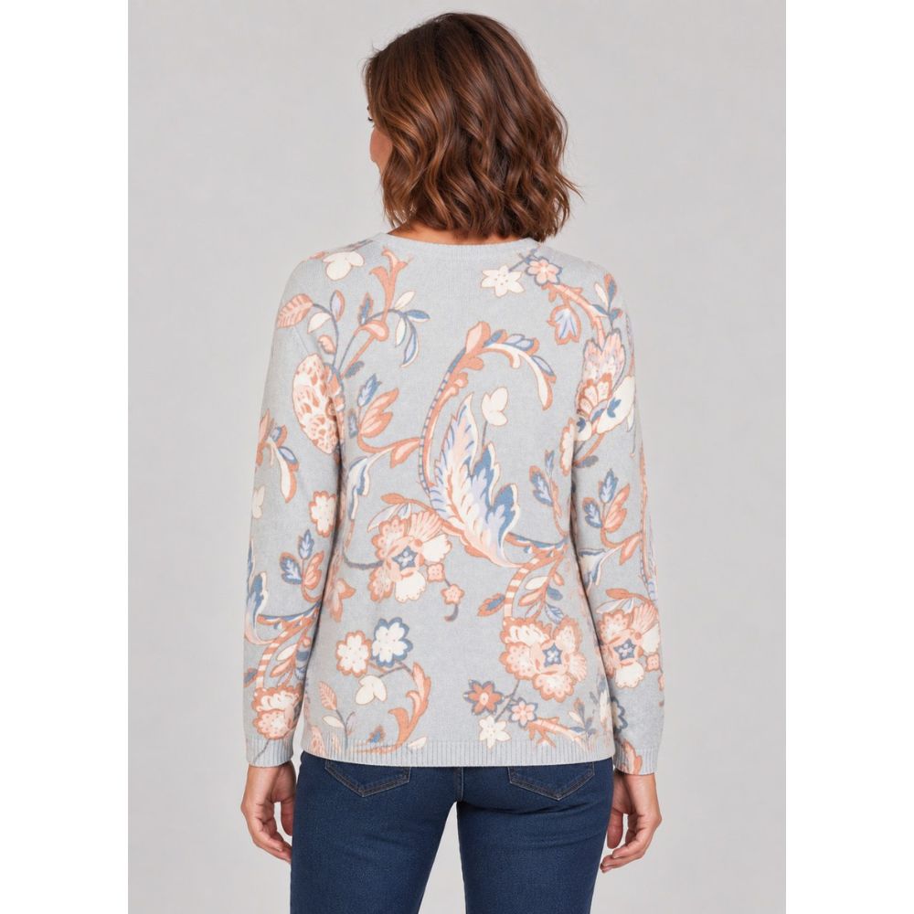 Tigi Crew Neck Floral Squiggle Jumper - Light Blue