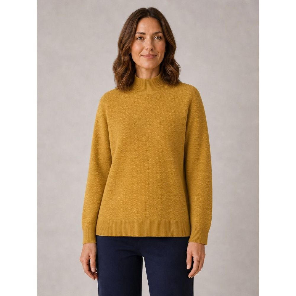 Tigi Lattice Knit Turtle Neck Jumper - Yellow