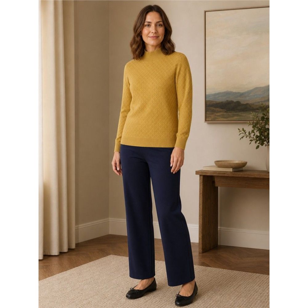 Tigi Lattice Knit Turtle Neck Jumper - Yellow