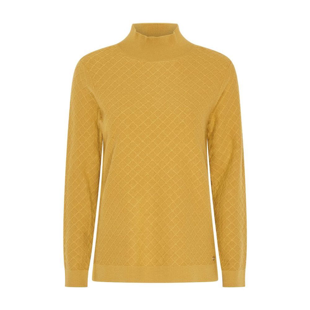 Tigi Lattice Knit Turtle Neck Jumper - Yellow