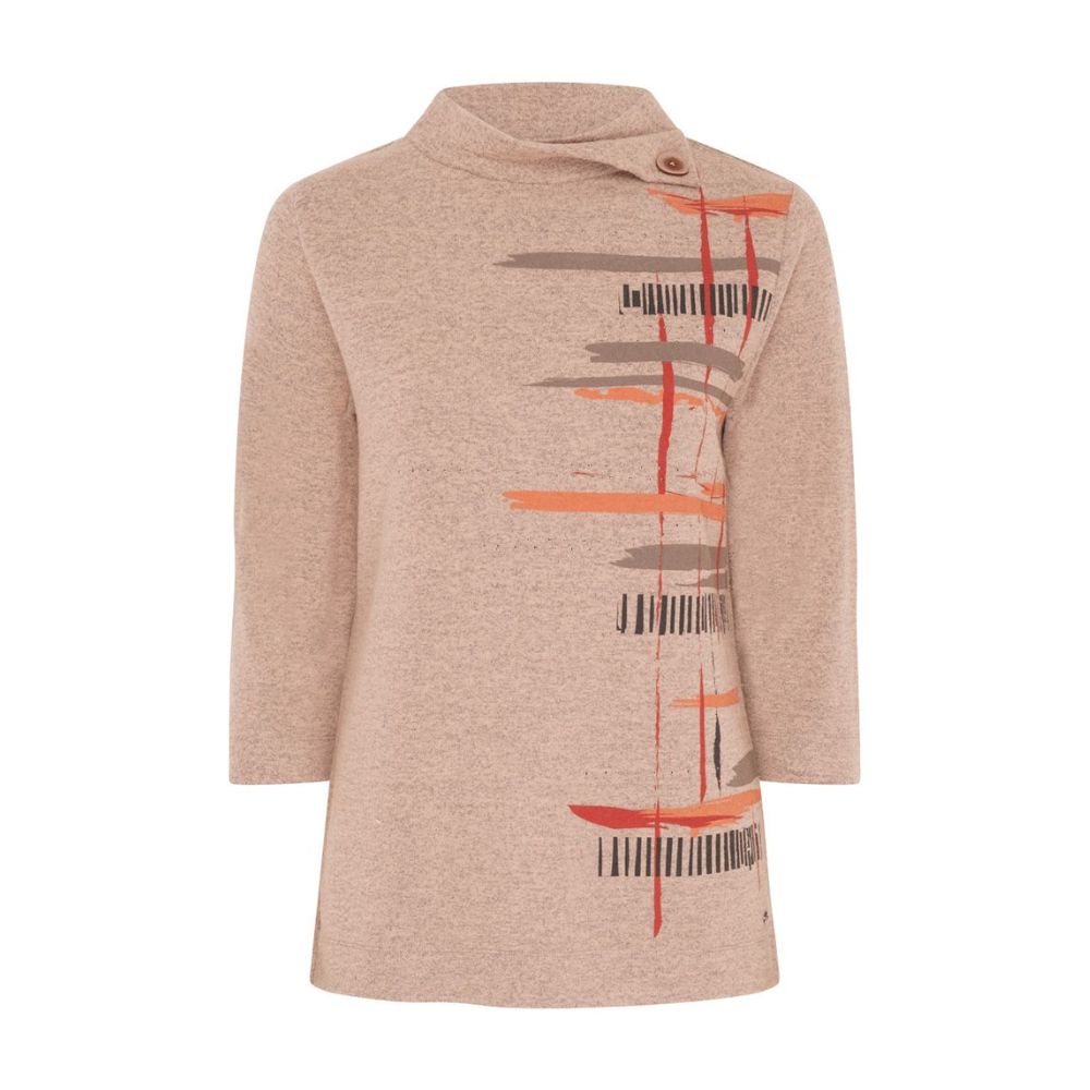 Tigi Lines Split Cowl Neck Top - Almond