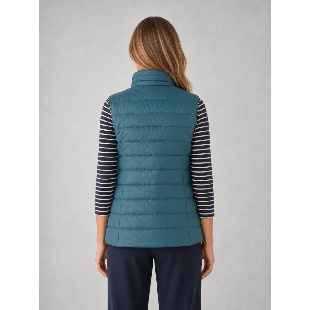 Tigi Padded Embossed Leaf Zip Gilet - Turquoise