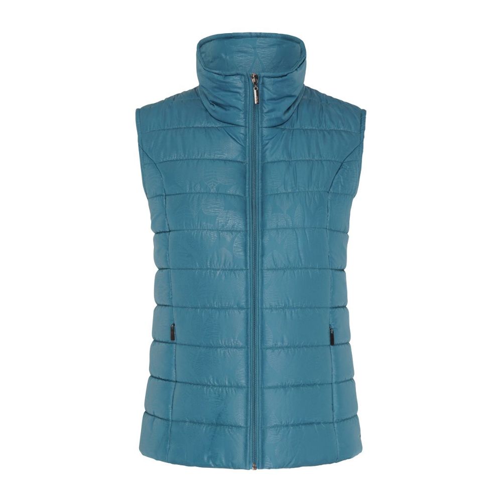 Tigi Padded Embossed Leaf Zip Gilet - Turquoise