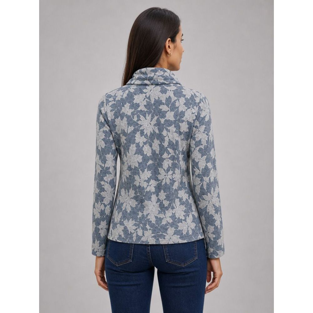 Tigi Patchwork Floral Cowl Neck Top - Blue