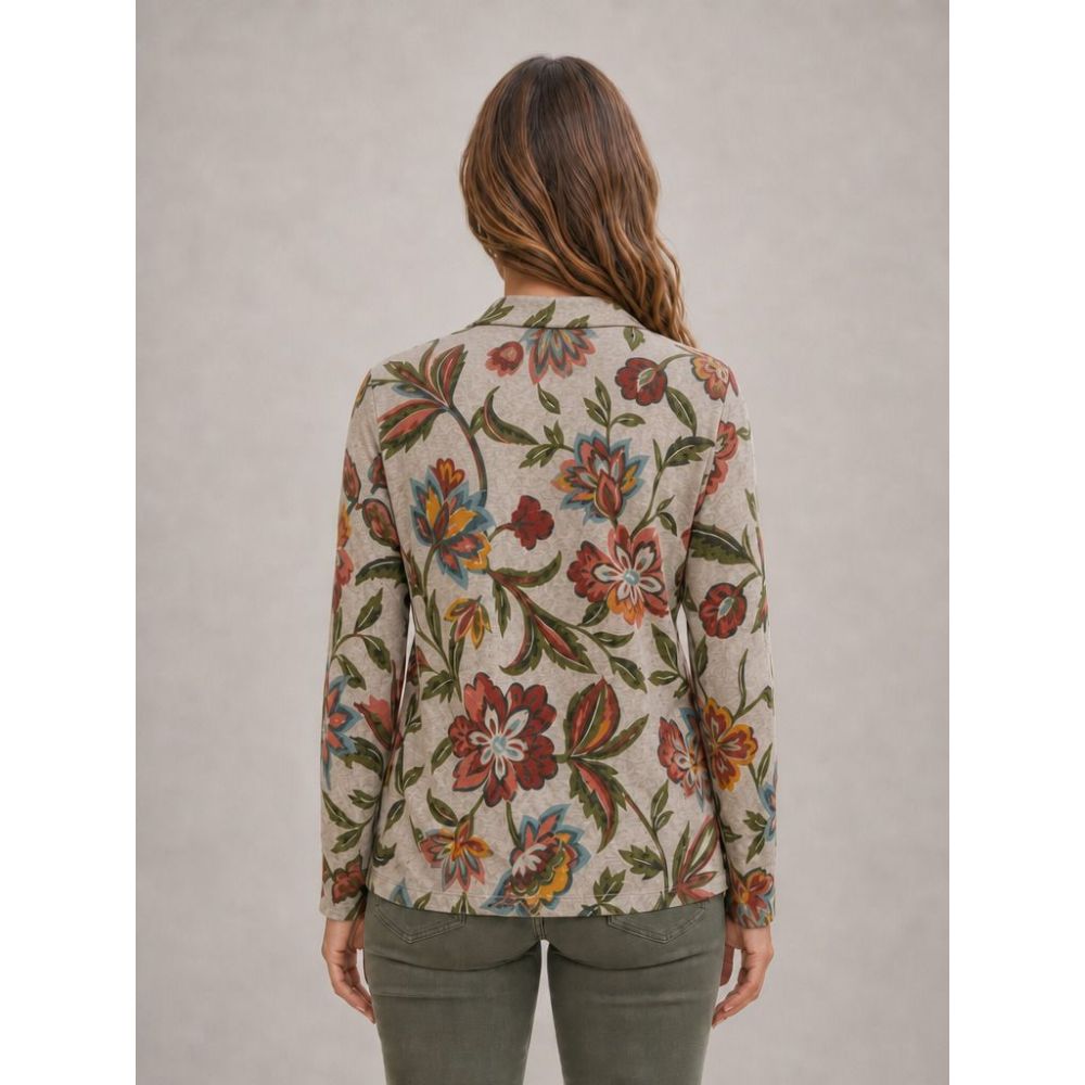 Tigi Persian Floral Cowl Neck Top - Grey