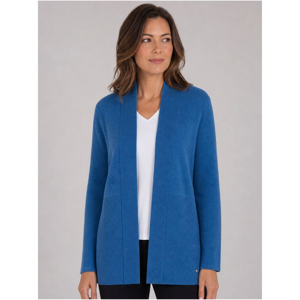 Tigi Rib Detail Open Cardigan - Blue
