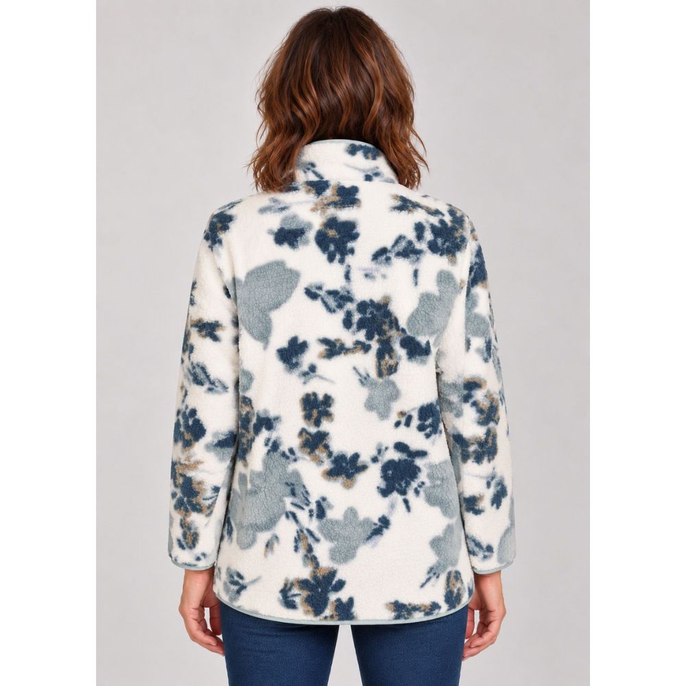 Tigi Soft Floral Borg Fleece Jacket - White
