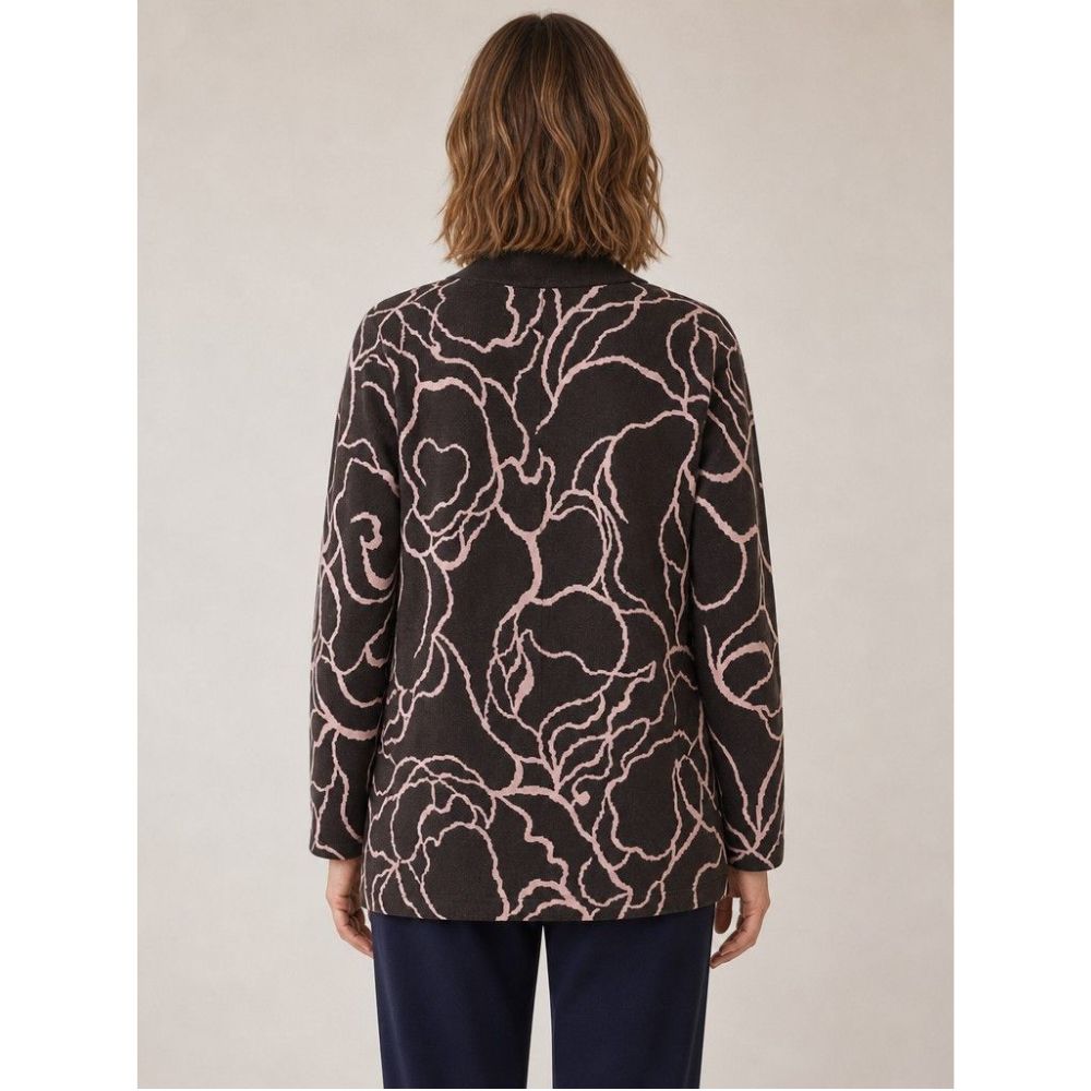 Tigi Squiggle Lines Jacquard Cardigan - Brown/Pink