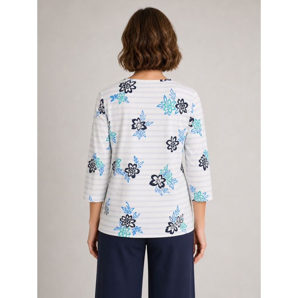 Tigi Stripe And Bloom Print Top - White