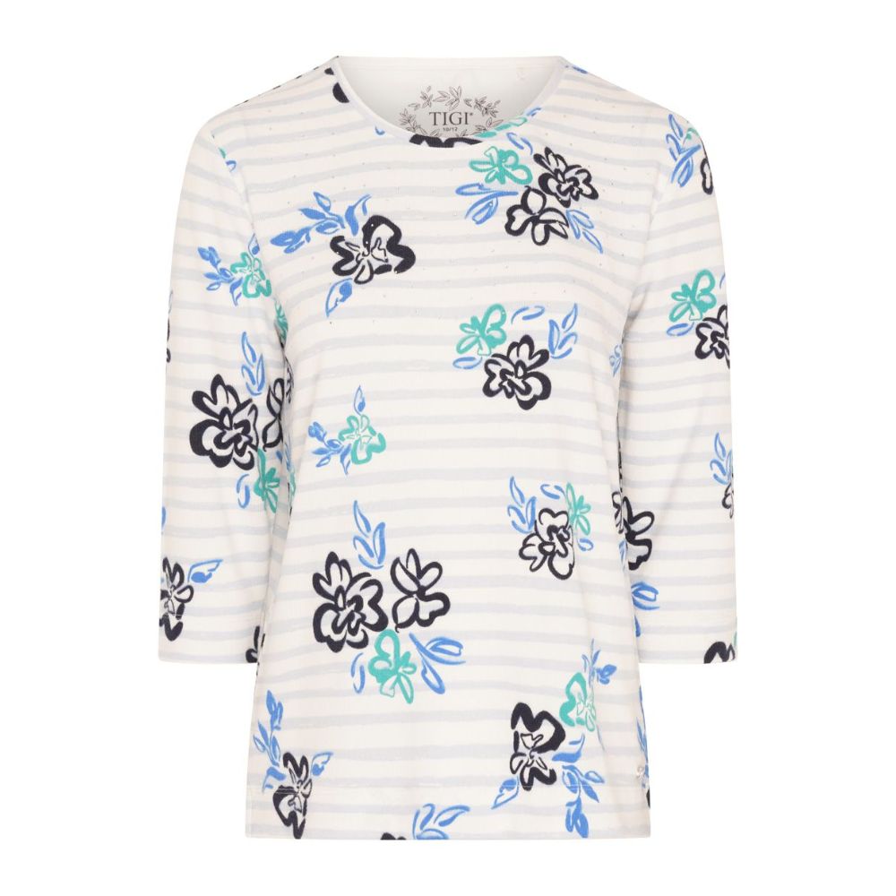 Tigi Stripe And Bloom Print Top - White