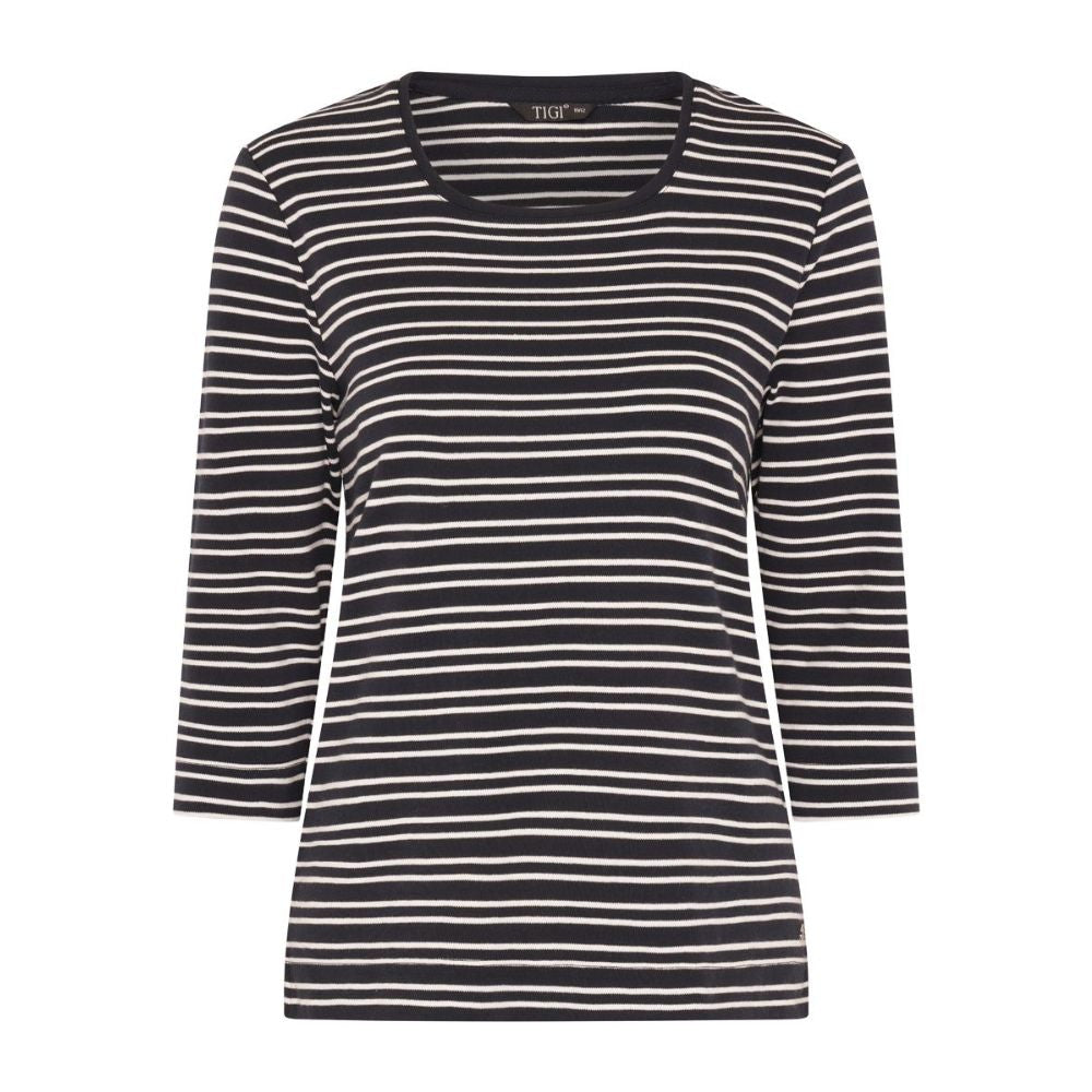Tigi Stripes Soft Square Neck Top - Navy