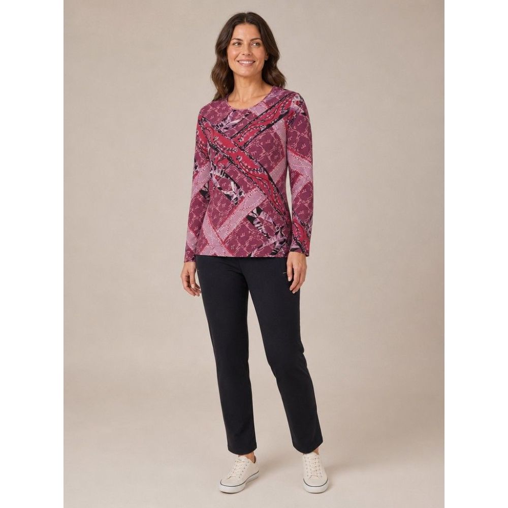 Tigi Woven Chain Round Neck Top - Pink