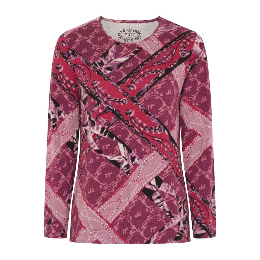 Tigi Woven Chain Round Neck Top - Pink