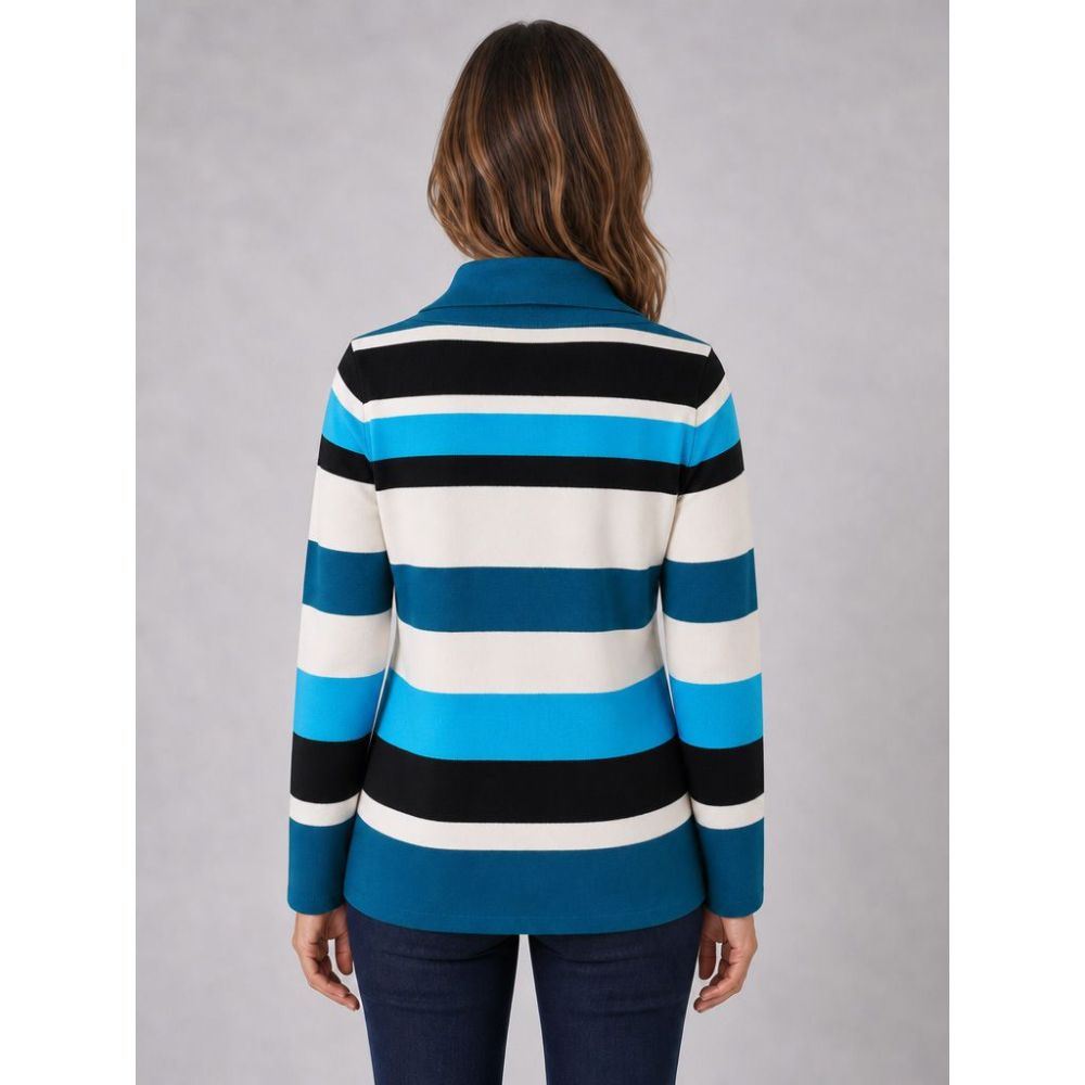 Tigi Yarn Dye Stripe Cowl Neck Top - Blue/White