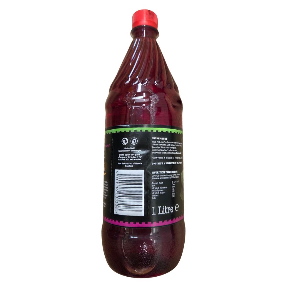 Tovali 1Ltr Sugar Free Apple & Blackcurrant Squash