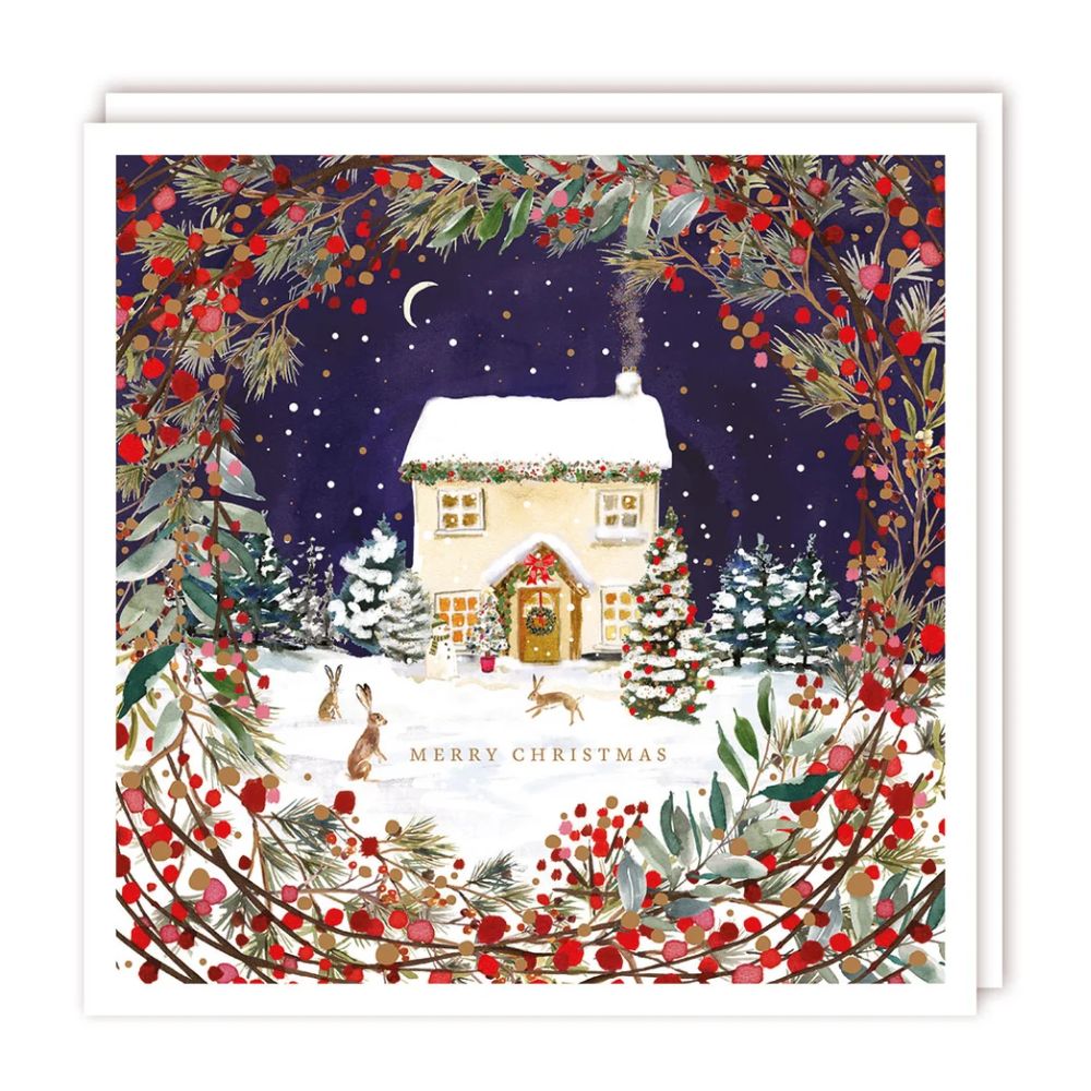 Tracks Cozy Cottage in Snow Christmas Cards - (Pack of 5)