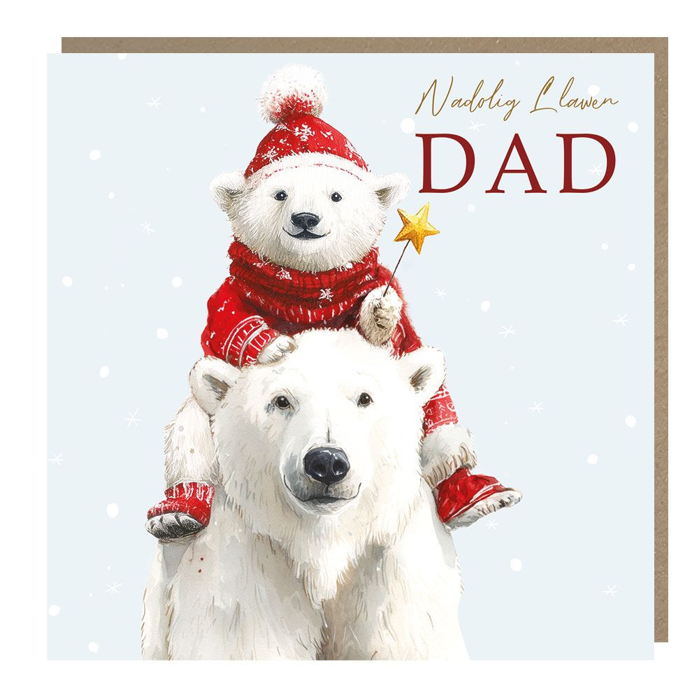 Tracks Publishing Dad Polar Bears Welsh Christmas Card