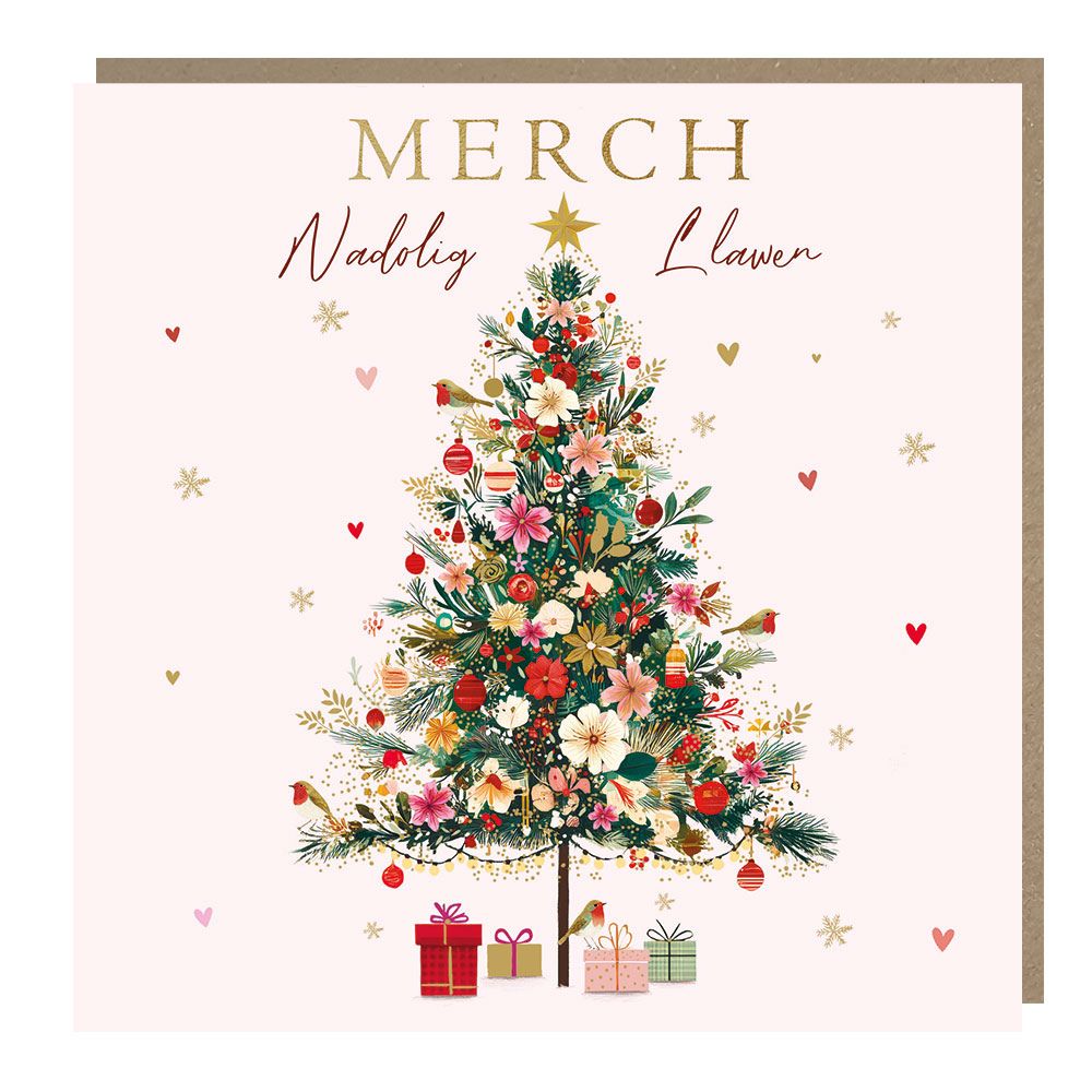 Tracks Publishing Daughter Dressed Tree Welsh Christmas Card