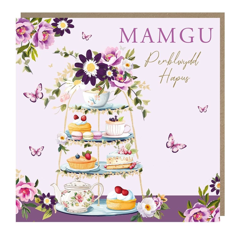Tracks Publishing Grandma Afternoon Tea Welsh Birthday Card
