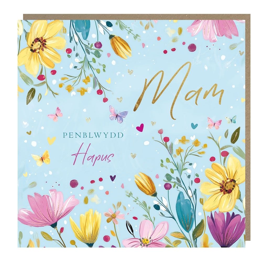 Tracks Publishing Mum Spring Flowers Welsh Birthday Card
