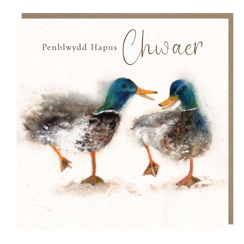 Tracks Publishing Sister Ducks Quacking Welsh Birthday Card
