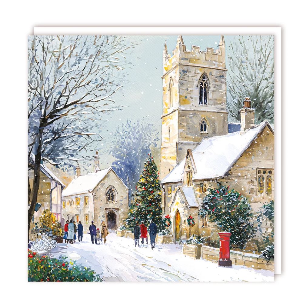 Tracks Snow on the Church Christmas Cards - (Pack of 5)