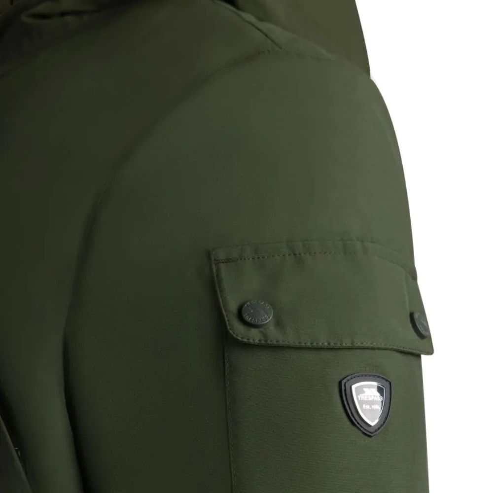Trespass Stewart Mens Padded Rain Jacket - Dark Vine Green
