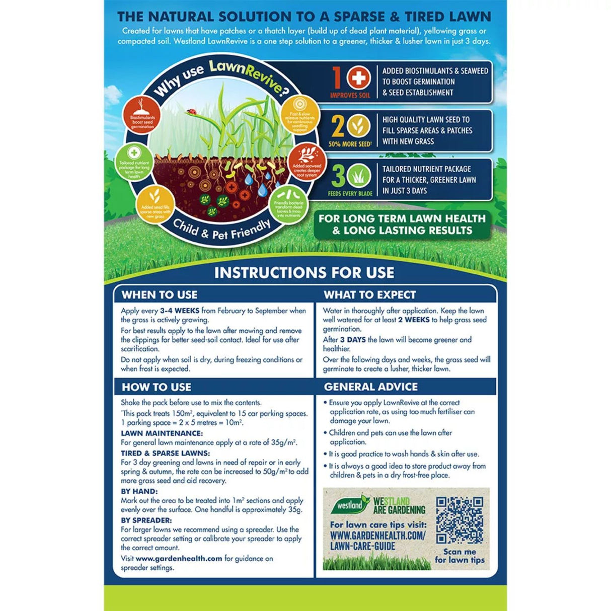 Westland Child & Pet Friendly Lawn Revive Natural Lawn Thickener 80m2