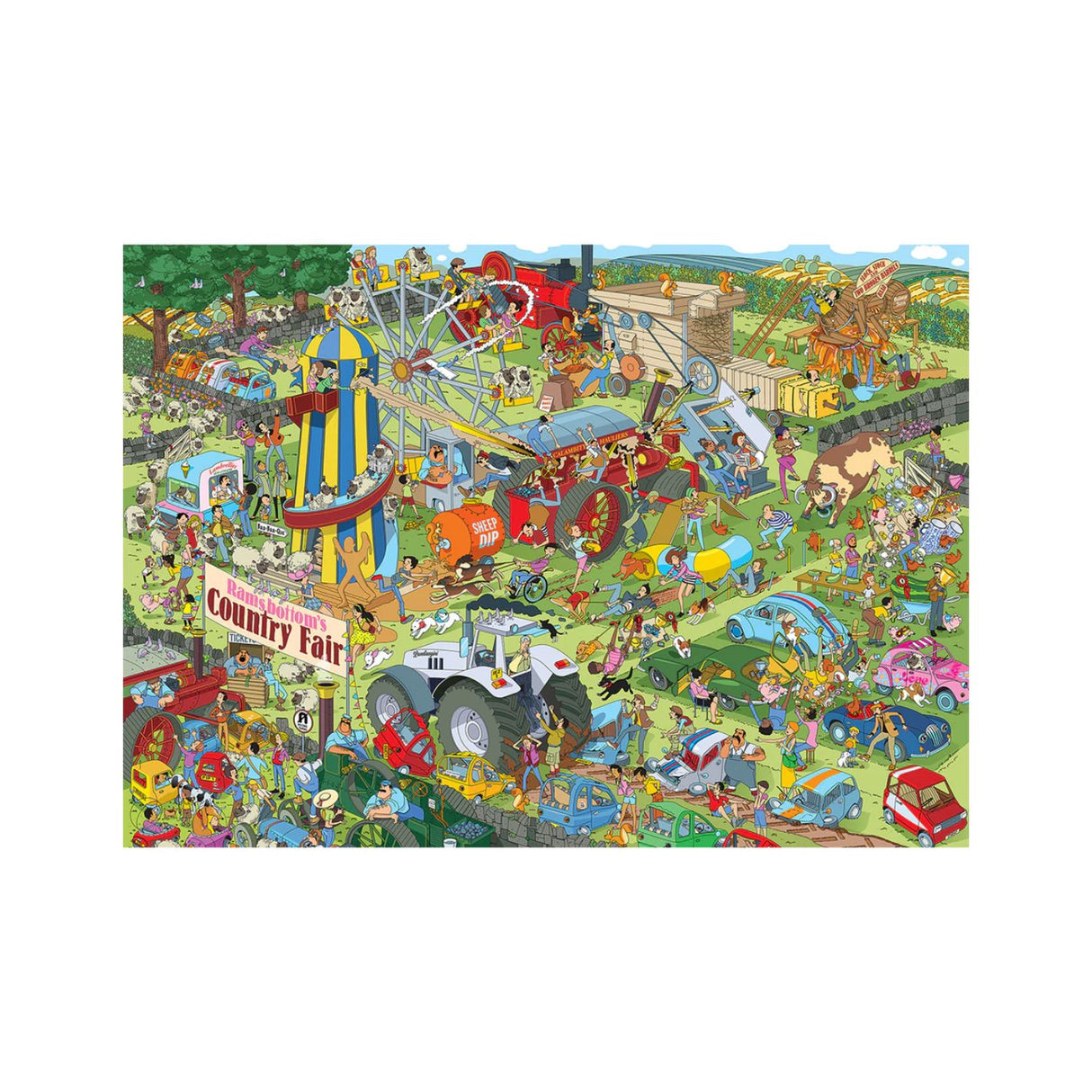 Gibsons Games 1000 Piece Jokesaws Country Show Chaos Jigsaw Puzzle