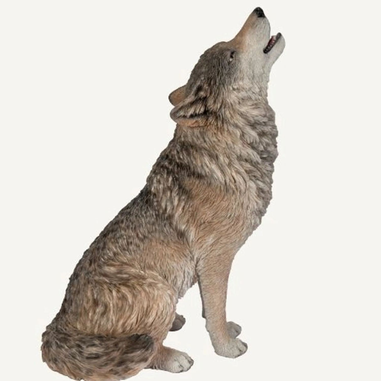 Vivid Arts 30cm Real Life Sitting Wolf Resin Ornament