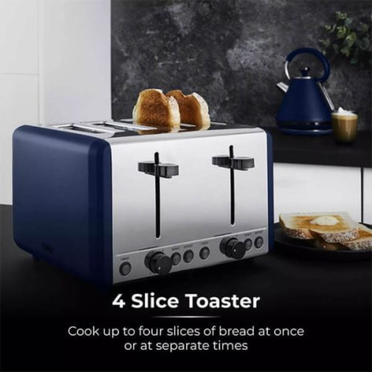 Tower Sera 4 Slice Toaster - Midnight Blue