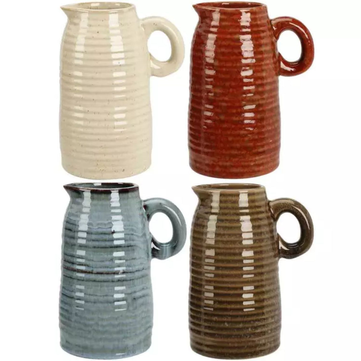 H&S Collection 16.7cm x 12.5cm x 9.5cm Glazed Ceramic Jug Vase (Choice of 4)