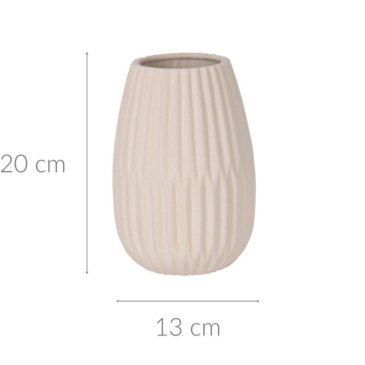 Koopman 20cm White Ribbed Vase