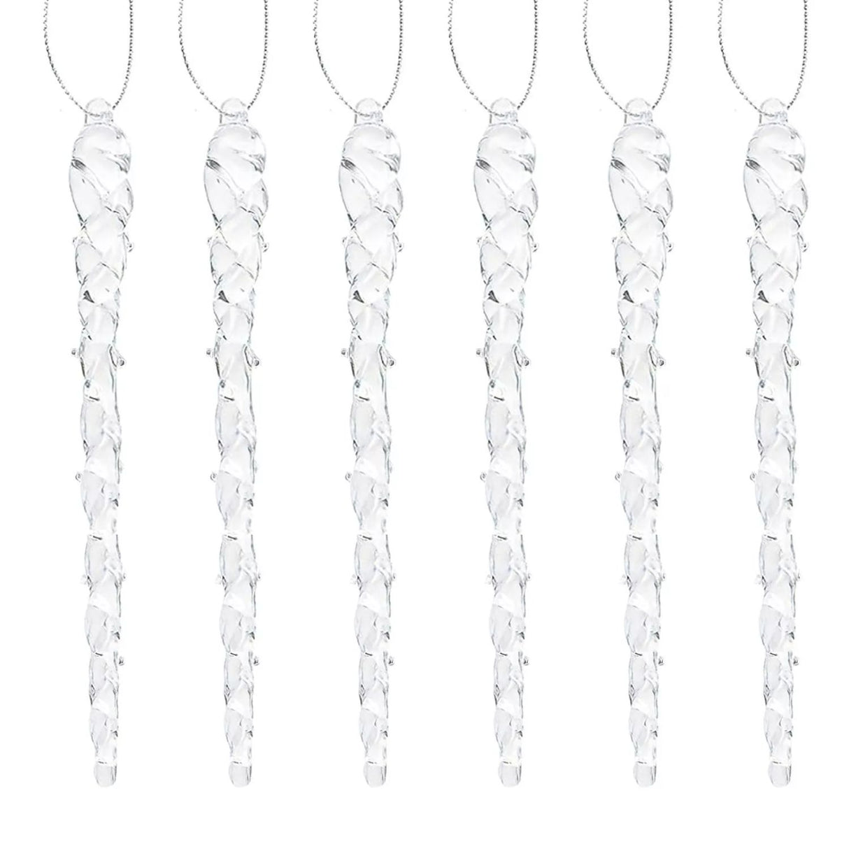Premier Set of 6 Hanging Glass Icicle Decorations
