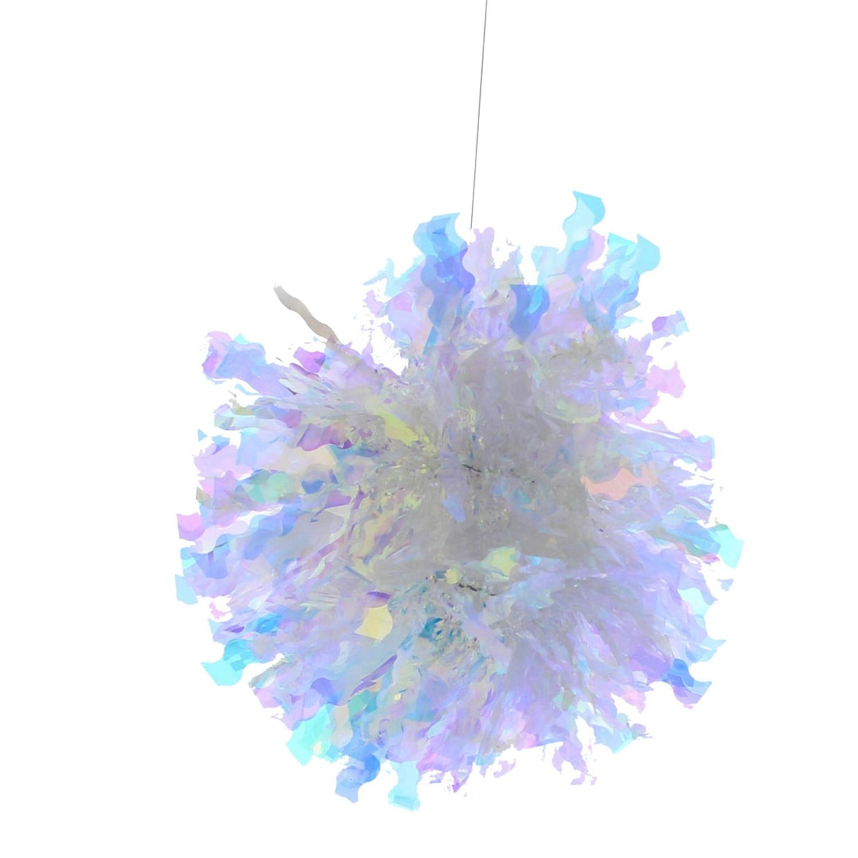 Festive 12cm Wave Cut Iridescent Pom Pom Ball